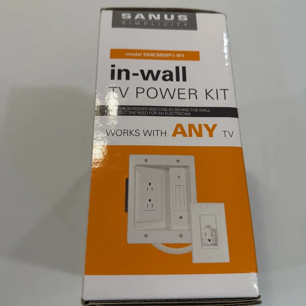 SANUS Simplicity In wall Power and Cable Management Kit for Mounted TVs White